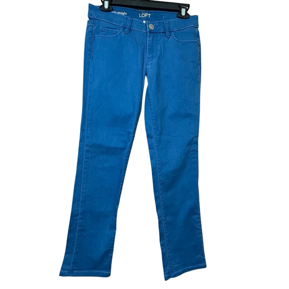 Ann Taylor LOFT Women's Cerulean Blue Color Modern Straight Jeans Women Sz 26 2
